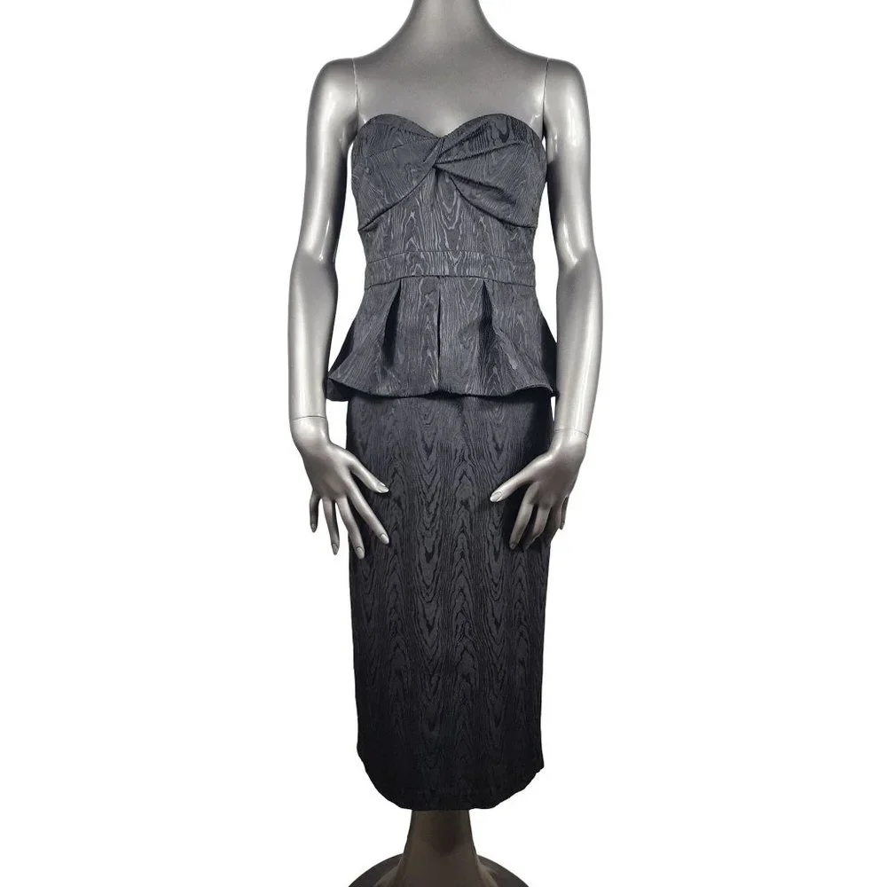Veronica Beard NWT Strapless Black Dress 12 Peplum Allyson Silver Zip - Picture 3 of 6